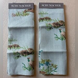 Two Schumacher Decorative Fabric Samples. Pattern - Pointers.  Color Sky